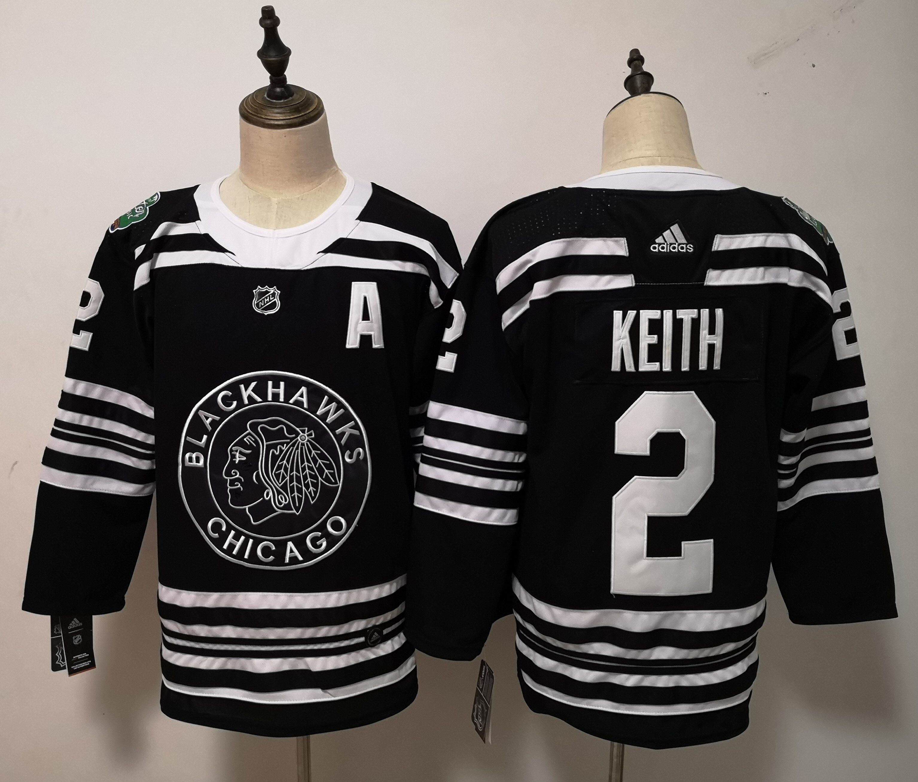 Men Chicago Blackhawks #2 Keith Black Adidas Authentic Winter Classic NHL Jersey
